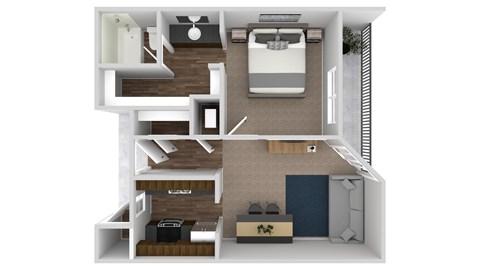 Floor plan for 1 bed, 1 bath, 559 sqft